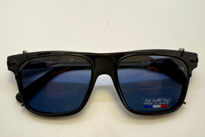 Brand New Vuarnet Vl1404 0001 Matte Black Sunglasses With Polarized Blue Clip-Ons - Made In France
