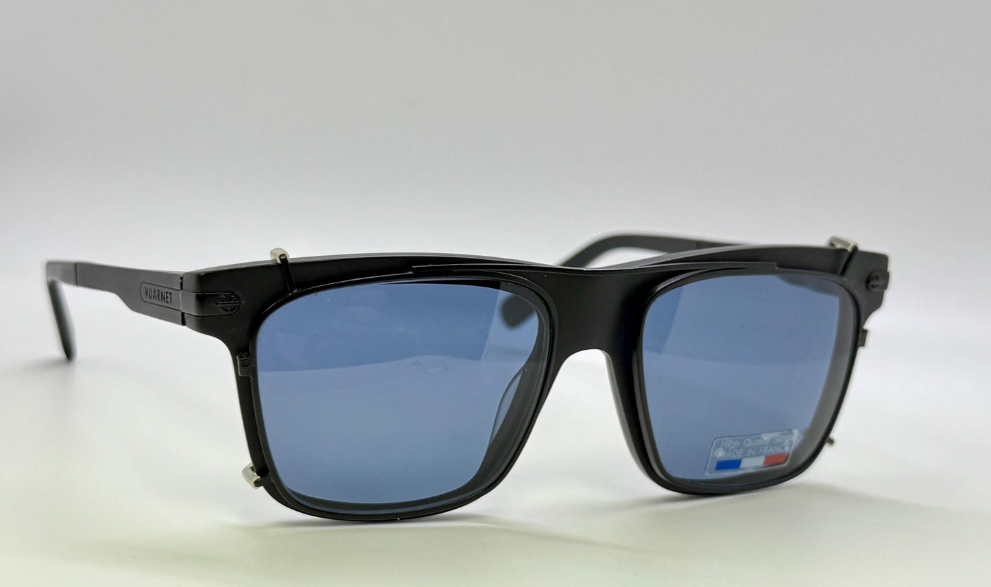 Brand New Vuarnet Vl1404 0001 Matte Black Sunglasses With Polarized Blue Clip-Ons - Made In France