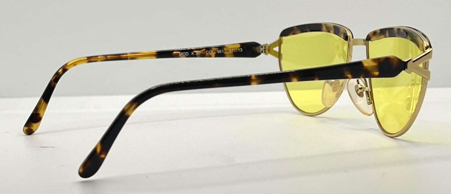 Kador Mod. K 80 Vintage Italian Sunglasses W|New Yellow Custom Lenses-57Mm