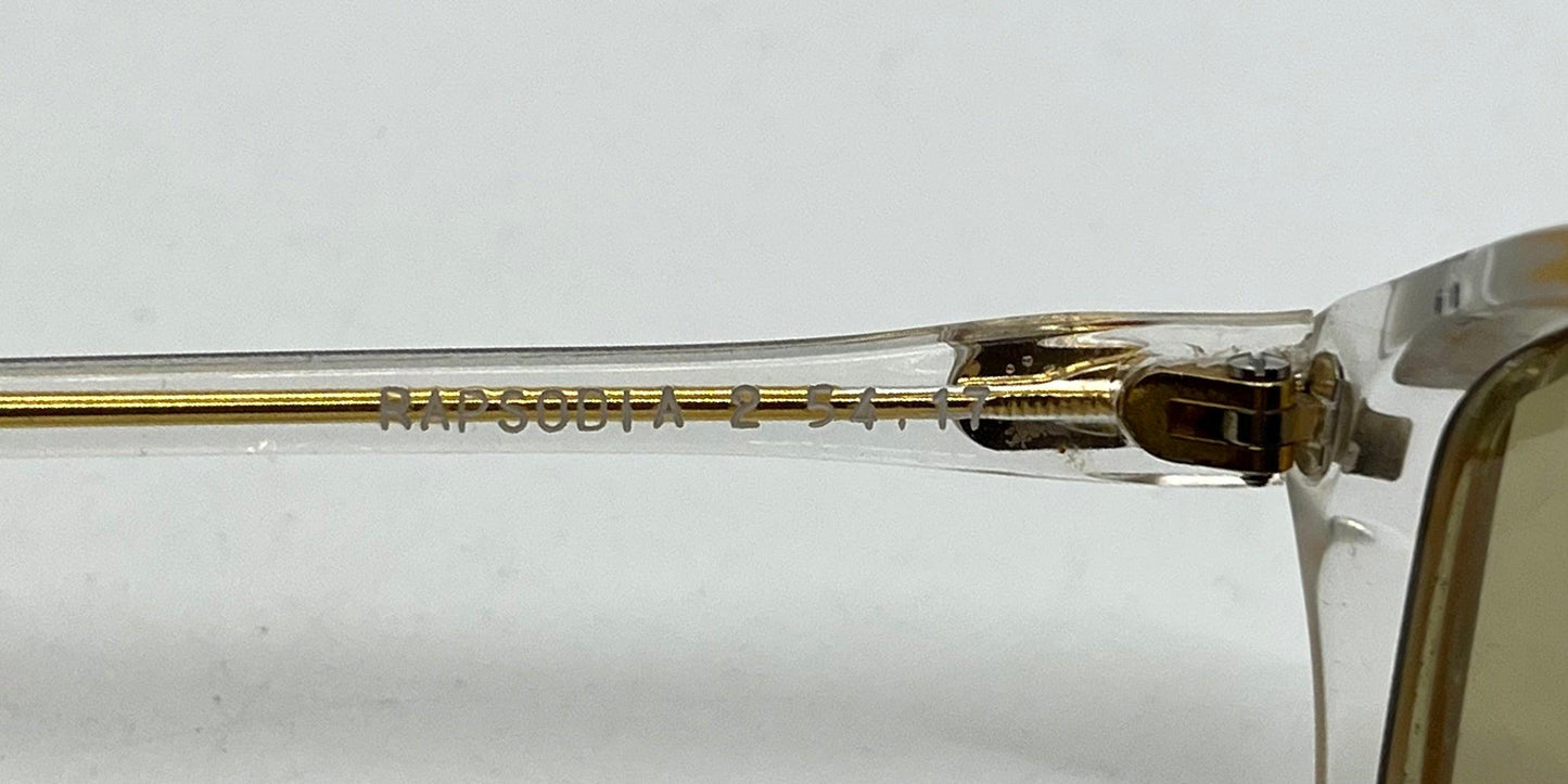 Apology Design by Cecilio Orsini “Rapsodia 2” Vintage Sunglasses w|New, Custom Clear Gold Lenses-Deadstock