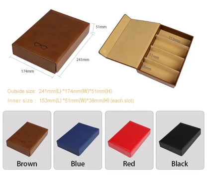 Eyewear Storage Organizer. Eco-Friendly Leather-4 Slots Perfect for Display, Storage or Travel