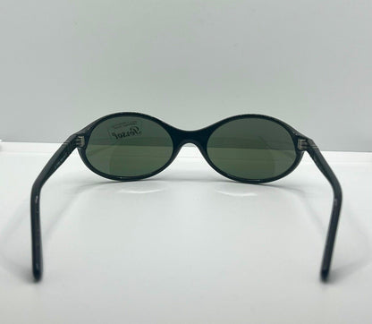 Persol 2505-S 95 56-19 – Vintage Oval Black Sunglasses W| Green Crystal Lenses – Full Kit