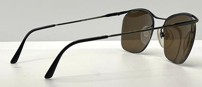 Metalflex Lg Vintage Sunglasses-Half Rim Wire Frame-Brown Lenses-Italy-55Mm