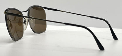 Metalflex Lg Vintage Sunglasses-Half Rim Wire Frame-Brown Lenses-Italy-55Mm