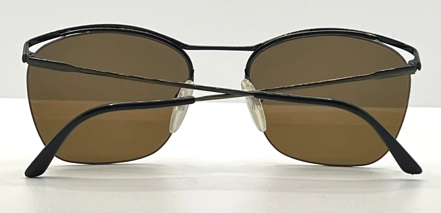 Metalflex Lg Vintage Sunglasses-Half Rim Wire Frame-Brown Lenses-Italy-55Mm