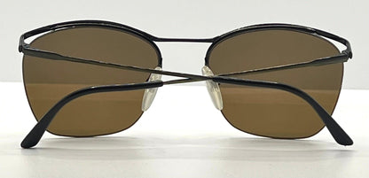 Metalflex Lg Vintage Sunglasses-Half Rim Wire Frame-Brown Lenses-Italy-55Mm