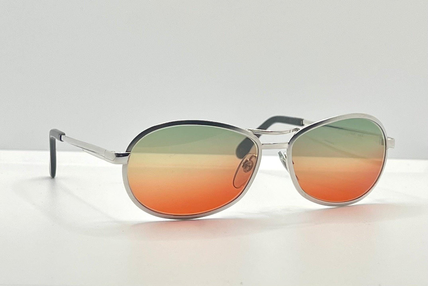 Nos Suzy Gilt Vintage Silver Aviator Sunglasses W|New, Custom Sunset Fade Gradient Lenses