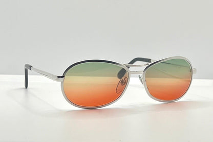 Nos Suzy Gilt Vintage Silver Aviator Sunglasses W|New, Custom Sunset Fade Gradient Lenses