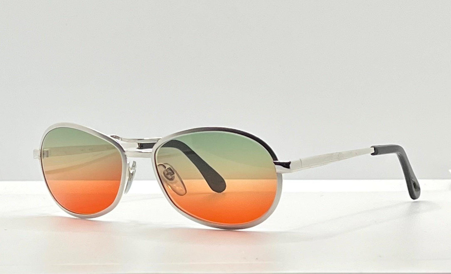 Nos Suzy Gilt Vintage Silver Aviator Sunglasses W|New, Custom Sunset Fade Gradient Lenses