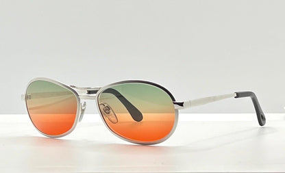 Nos Suzy Gilt Vintage Silver Aviator Sunglasses W|New, Custom Sunset Fade Gradient Lenses
