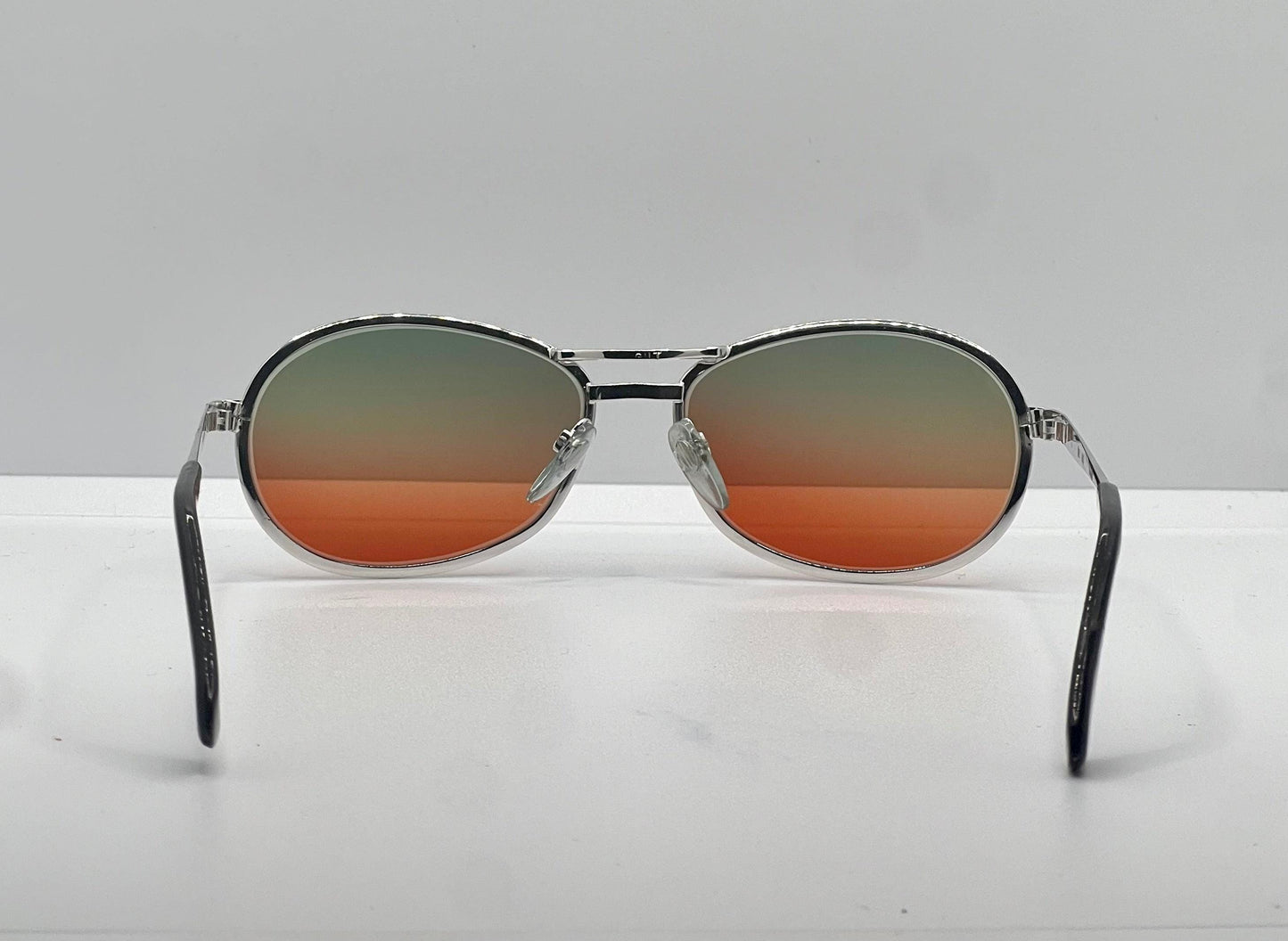 Nos Suzy Gilt Vintage Silver Aviator Sunglasses W|New, Custom Sunset Fade Gradient Lenses