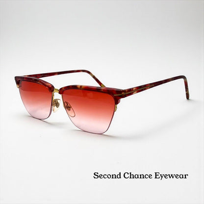 Gianni Versace 343 959 Semi Rimless Vintage Sunglasses w|New Red Havana Custom Gradient tinted Lenses
