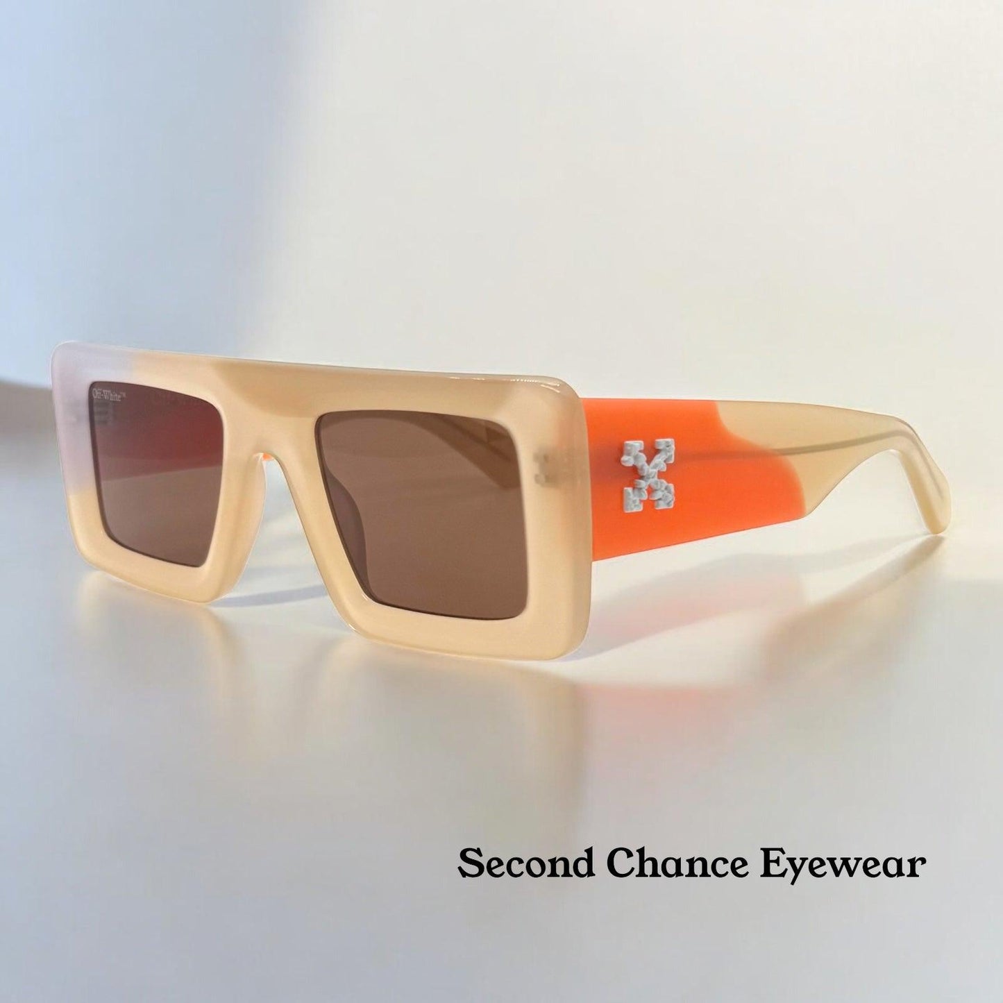 Off-White Oeri069 Beige|Orange Sunglasses-50Mm-New|Unworn-Full Kit –Italy