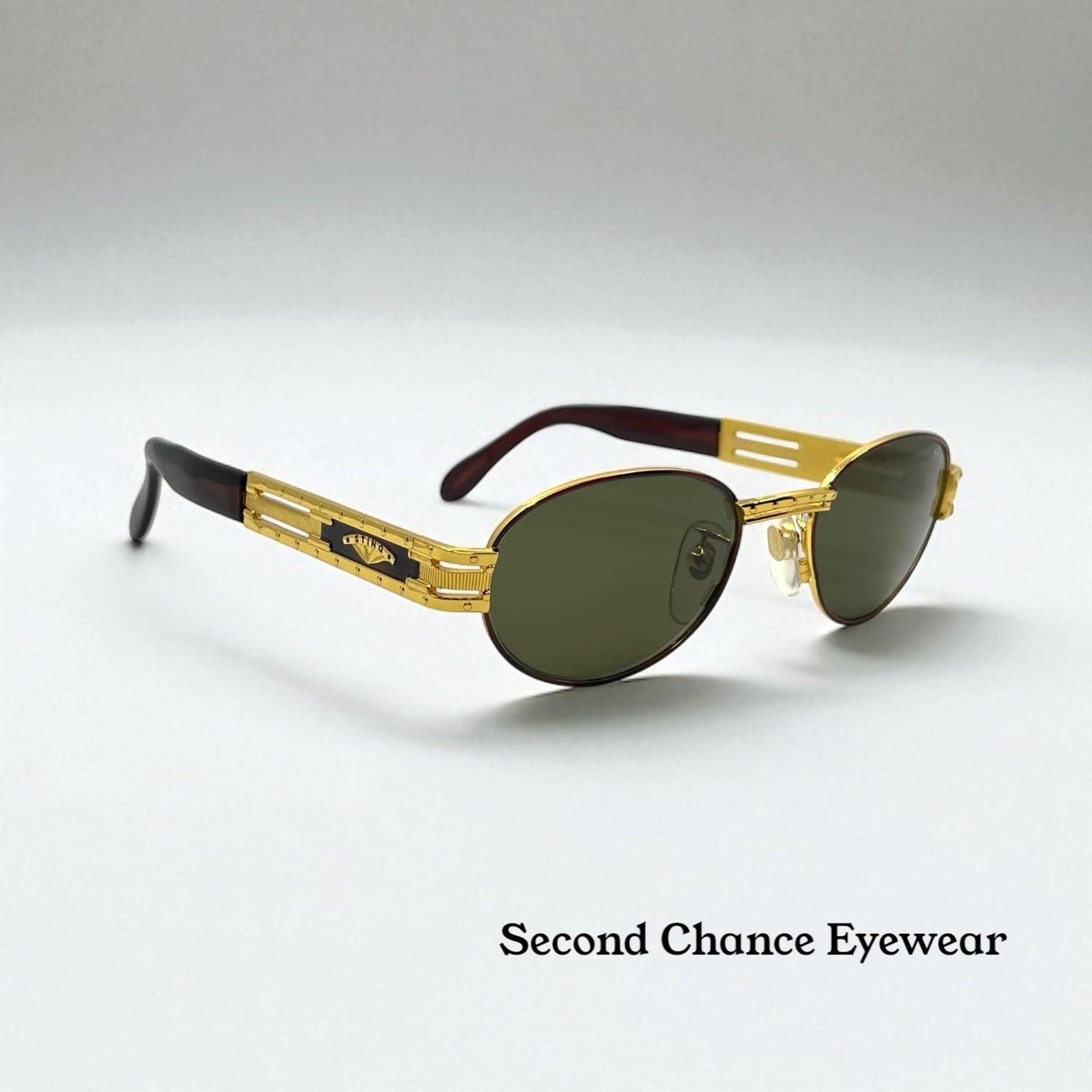 Sting 4170 Col 120 Vintage Sunglasses Gold Tortoise Oval Frame Deadstock Italy