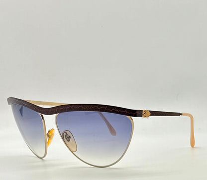 Zagato 6100 Italian Aviator Vintage Sunglasses-Gold Crackle Enamel-Deadstock 80s