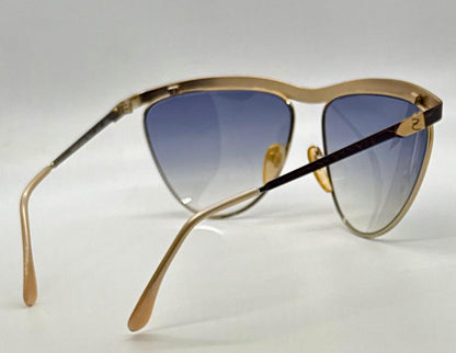 Zagato 6100 Italian Aviator Vintage Sunglasses-Gold Crackle Enamel-Deadstock 80s
