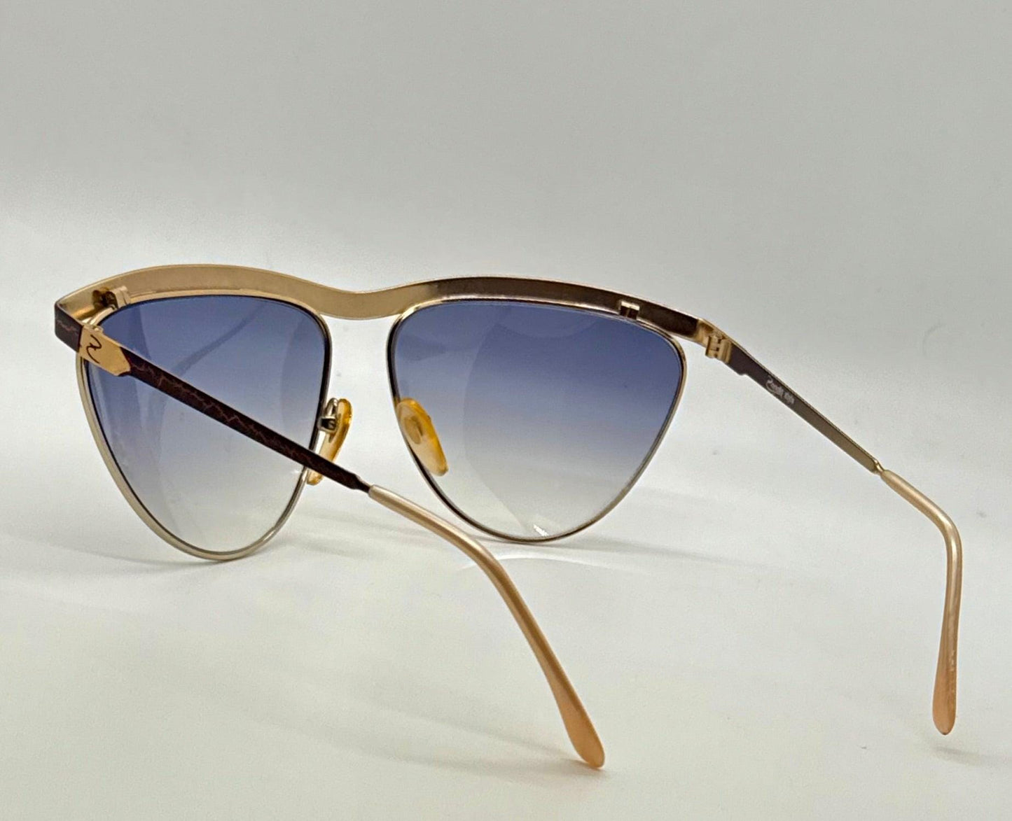 Zagato 6100 Italian Aviator Vintage Sunglasses-Gold Crackle Enamel-Deadstock 80s