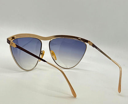 Zagato 6100 Italian Aviator Vintage Sunglasses-Gold Crackle Enamel-Deadstock 80s