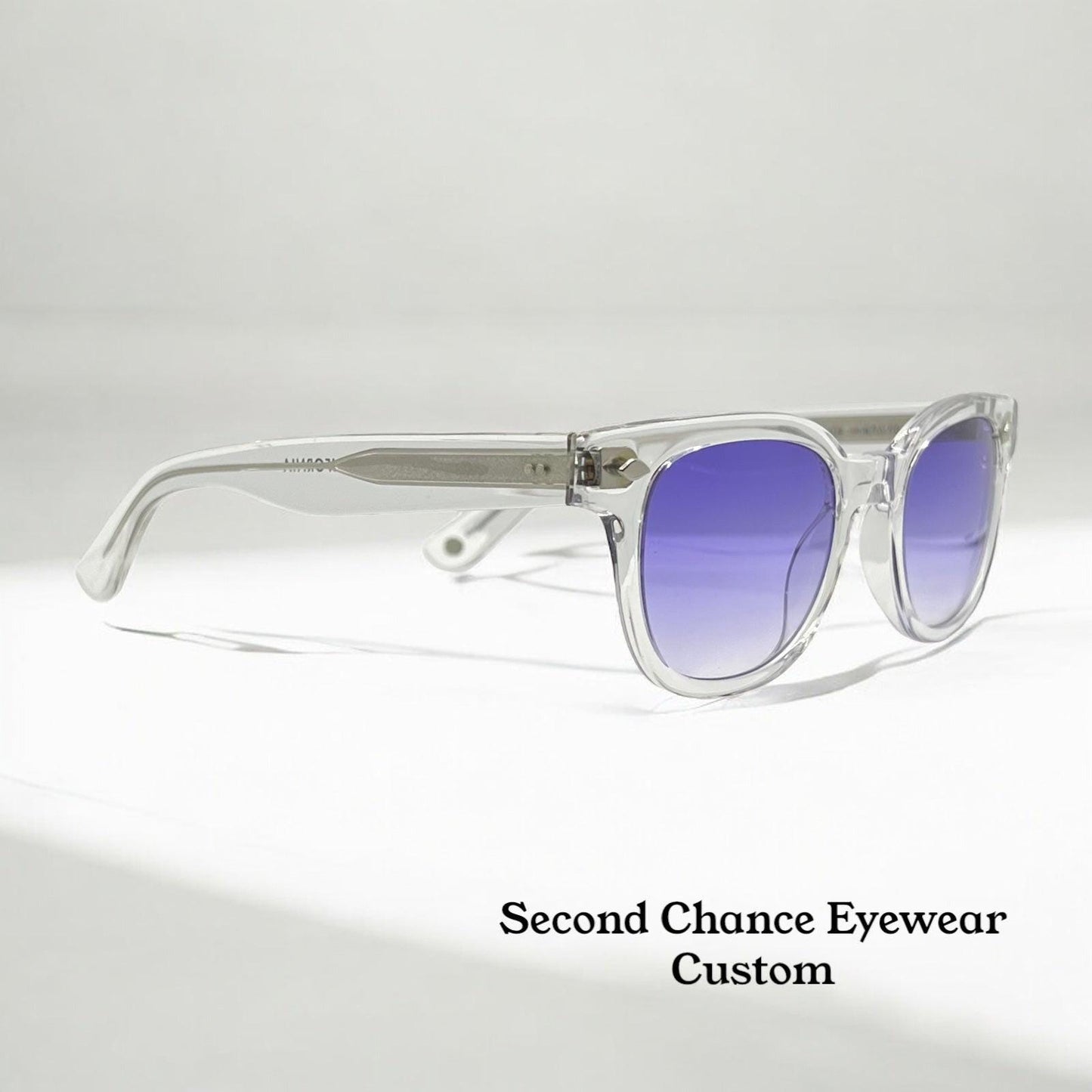 Garrett Leight Canter Cr Crystal Sunglasses W|New Violet Fade Custom Lenses-47Mm-New|Unworn