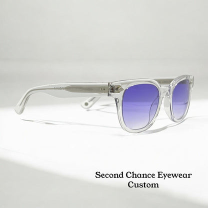 Garrett Leight Canter Cr Crystal Sunglasses W|New Violet Fade Custom Lenses-47Mm-New|Unworn