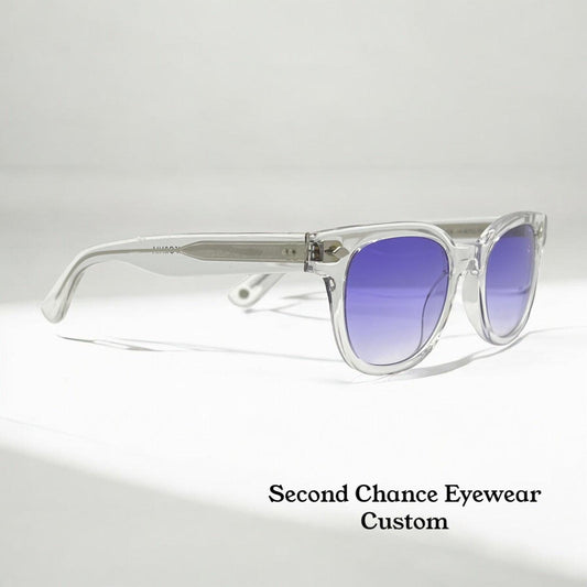 Garrett Leight Canter Cr Crystal Sunglasses W|New Violet Fade Custom Lenses-47Mm-New|Unworn