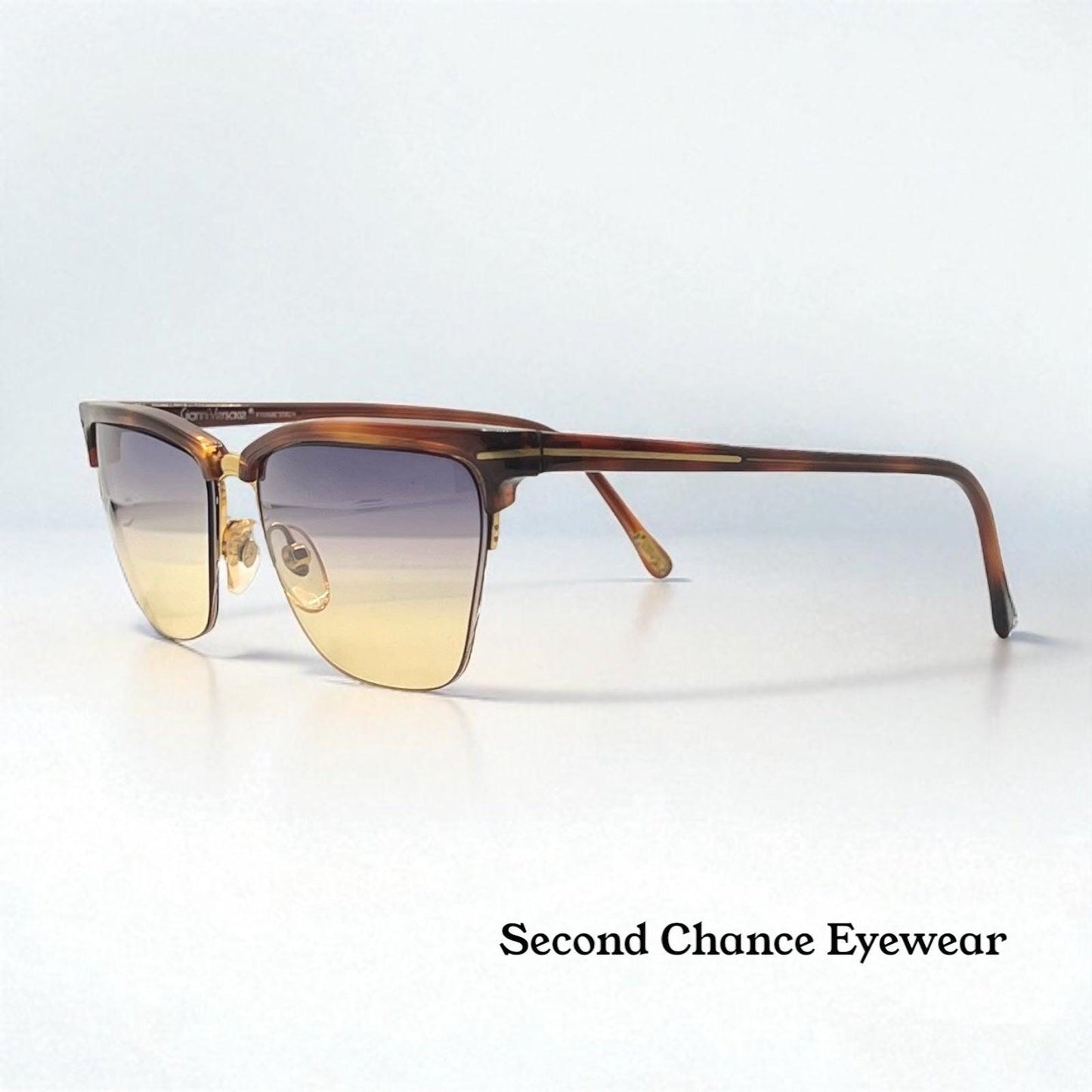 Versace 343 747 Vintage Half-Rim Sunglasses w|New Gradient Custom Tinted Lenses-56mm