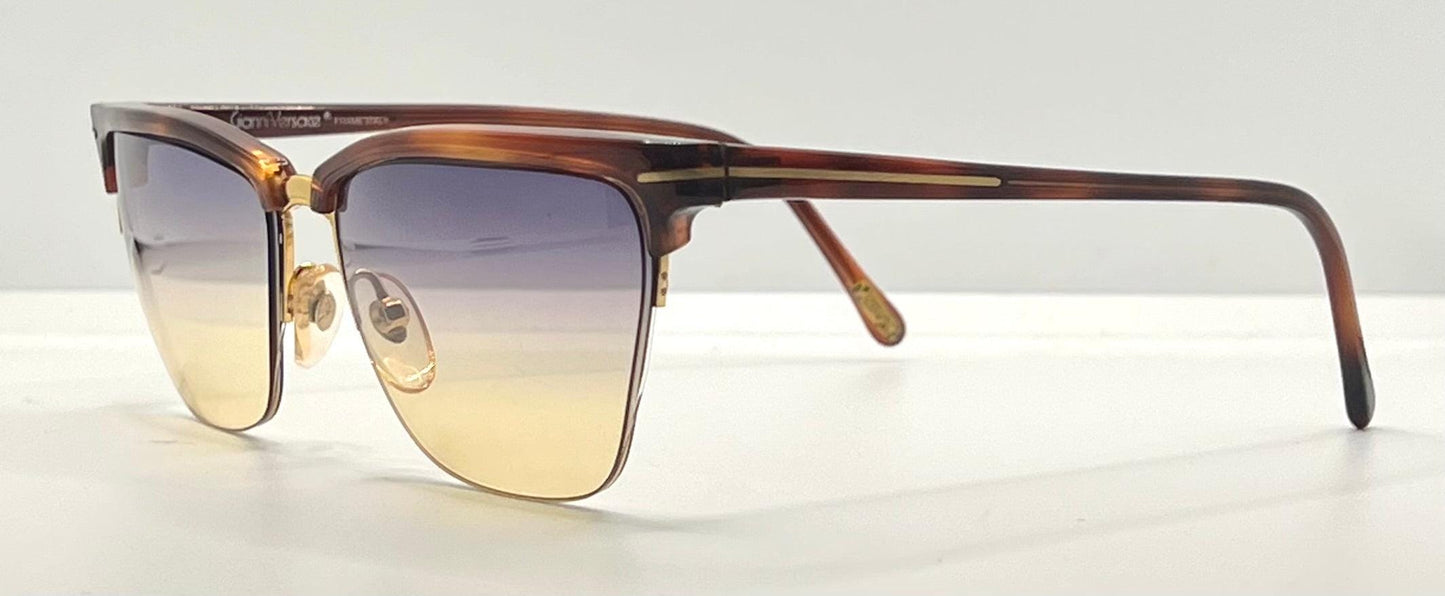 Versace 343 747 Vintage Half-Rim Sunglasses w|New Gradient Custom Tinted Lenses-56mm