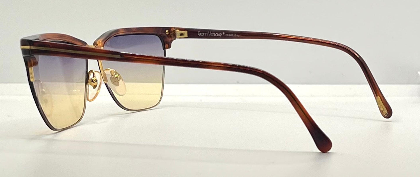 Versace 343 747 Vintage Half-Rim Sunglasses w|New Gradient Custom Tinted Lenses-56mm