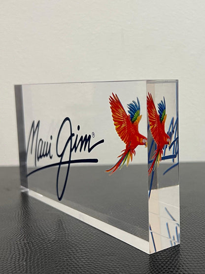 Pre-Owned Maui Jim Acrylic Retail Display Plaque - Iconic Logo with Parrot Design