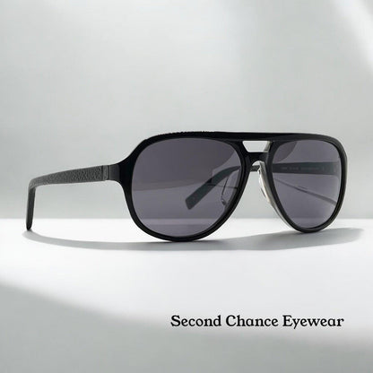 John Varvatos V769Af Sunglasses Black|Grey Horn – Leather Wrapped Temples