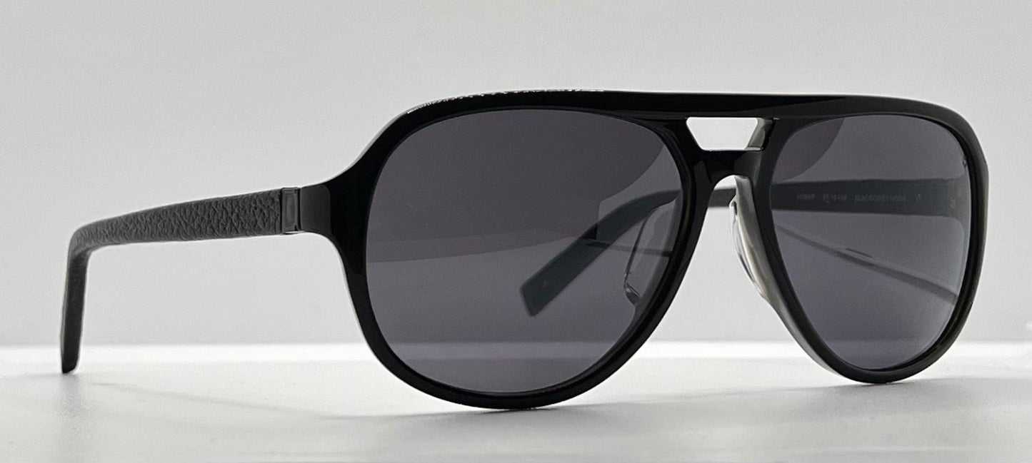 John Varvatos V769Af Sunglasses Black|Grey Horn – Leather Wrapped Temples