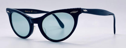 Vintage 1950s American Optical Cat-Eye Eyeglass Frames – Custom Berko’s Designs Aquamarine Lenses – 5 1|2” Temples