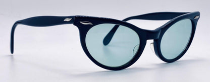 Vintage 1950s American Optical Cat-Eye Eyeglass Frames – Custom Berko’s Designs Aquamarine Lenses – 5 1|2” Temples