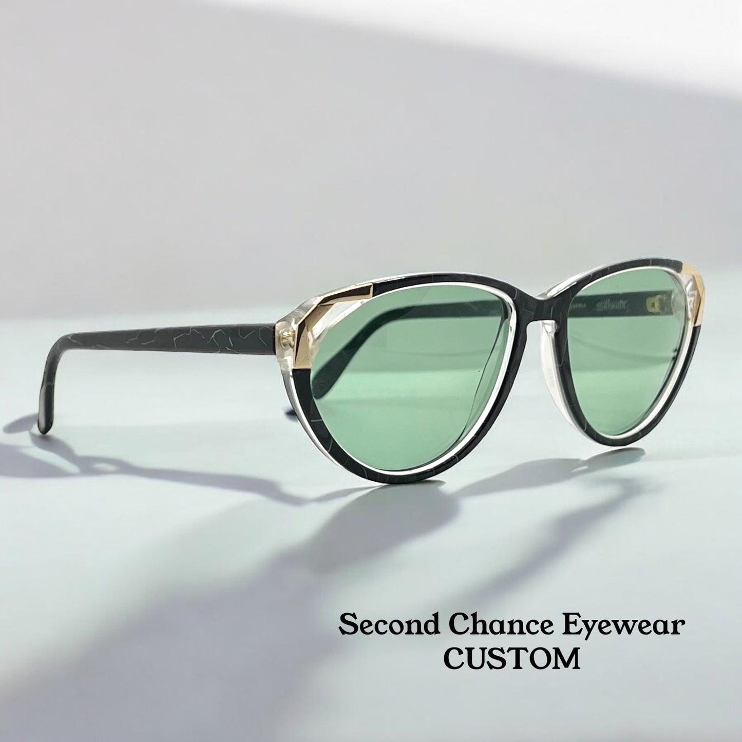 Silhouette M1298 Vintage Sunglasses Black Marble w|New Custom Lenses-Austria