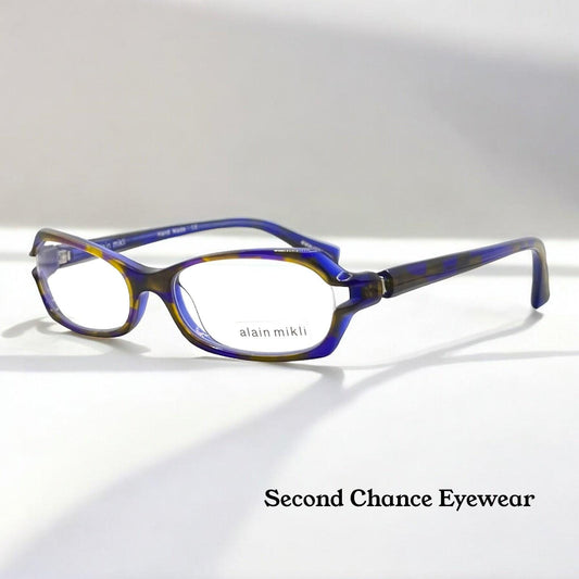 Alain Mikli A0604 11 Eyeglasses-Handmade Blue|Amber Striped Acetate-48mm–Original Lenses