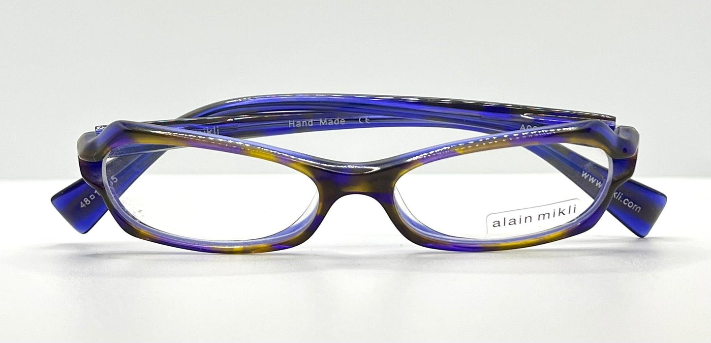Alain Mikli A0604 11 Eyeglasses-Handmade Blue|Amber Striped Acetate-48mm–Original Lenses