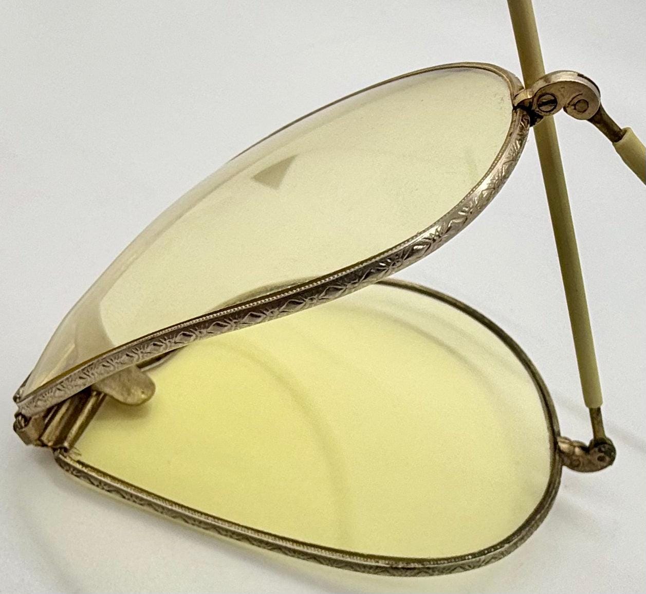 Korean War-Era Folding Aviator Military Glasses – Original Yellow Glass Lenses