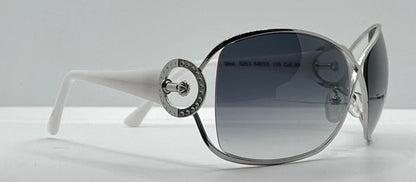 Sasura S203 Col. 01 White & Silver Oval Sunglasses – Gradient Lenses – Made in Italy