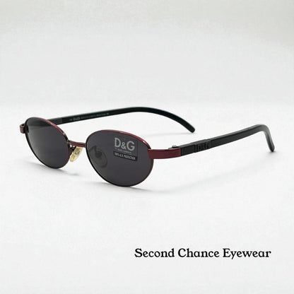 D&G 2033|330 Vintage Y2K Deadstock Sunglasses Red Black Oval Made in Italy