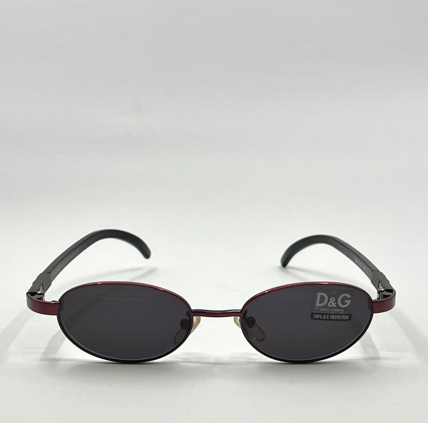D&G 2033|330 Vintage Y2K Deadstock Sunglasses Red Black Oval Made in Italy