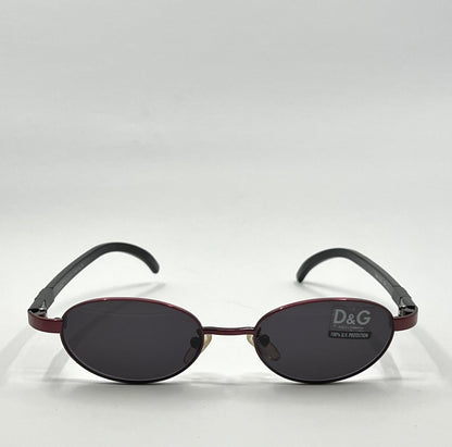 D&G 2033|330 Vintage Y2K Deadstock Sunglasses Red Black Oval Made in Italy