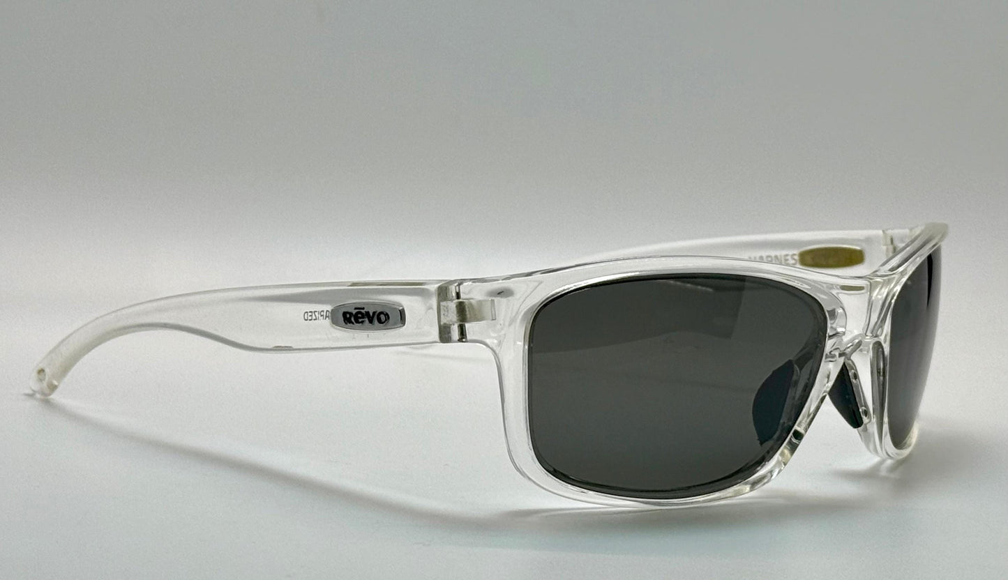 Vintage Revo Harness Polarized Sunglasses-Crystal Clear Frame W|New Dark Grey Polarized Lenses