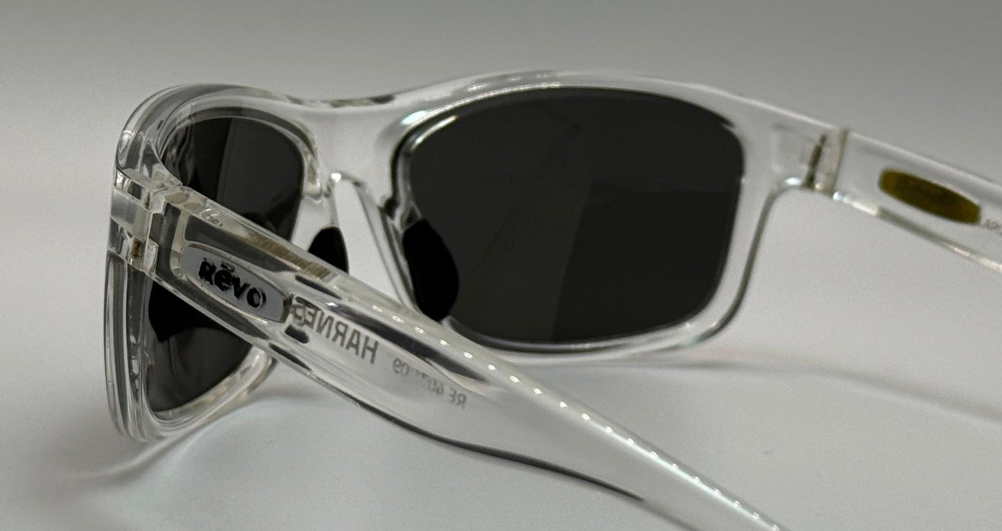 Vintage Revo Harness Polarized Sunglasses-Crystal Clear Frame W|New Dark Grey Polarized Lenses