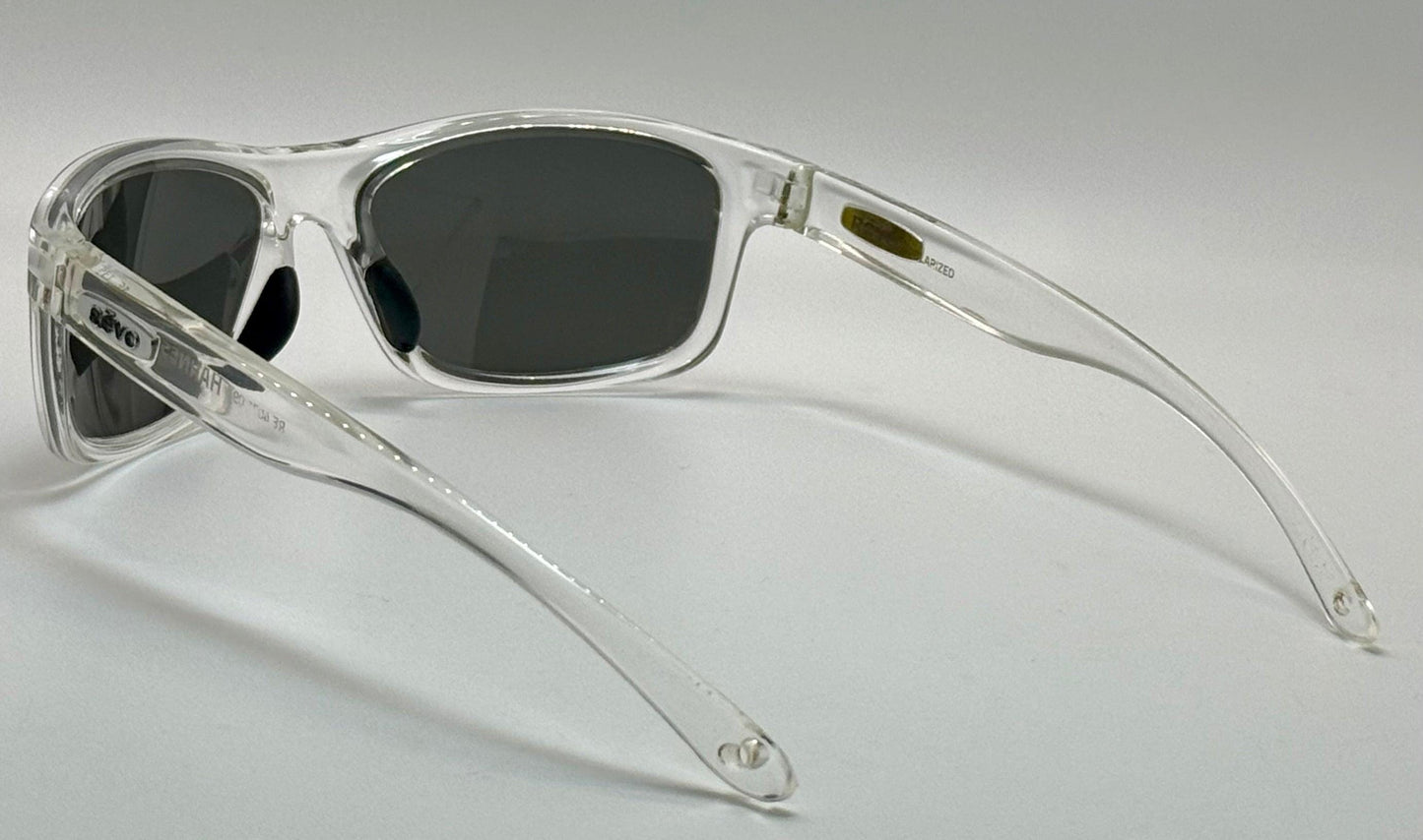 Vintage Revo Harness Polarized Sunglasses-Crystal Clear Frame W|New Dark Grey Polarized Lenses