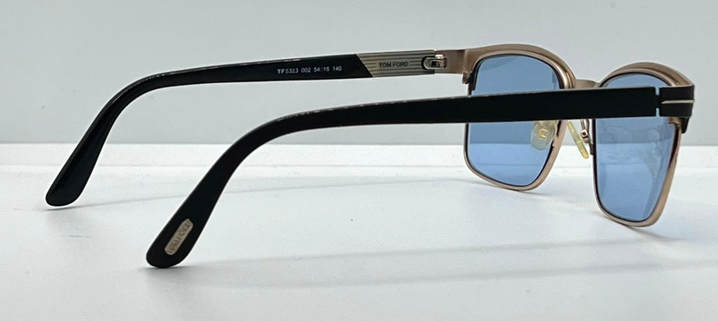 Tom Ford Tf5323 002 Black|Gold Sunglasses W|New Blue Custom Lenses-New|Unworn-Full Kit