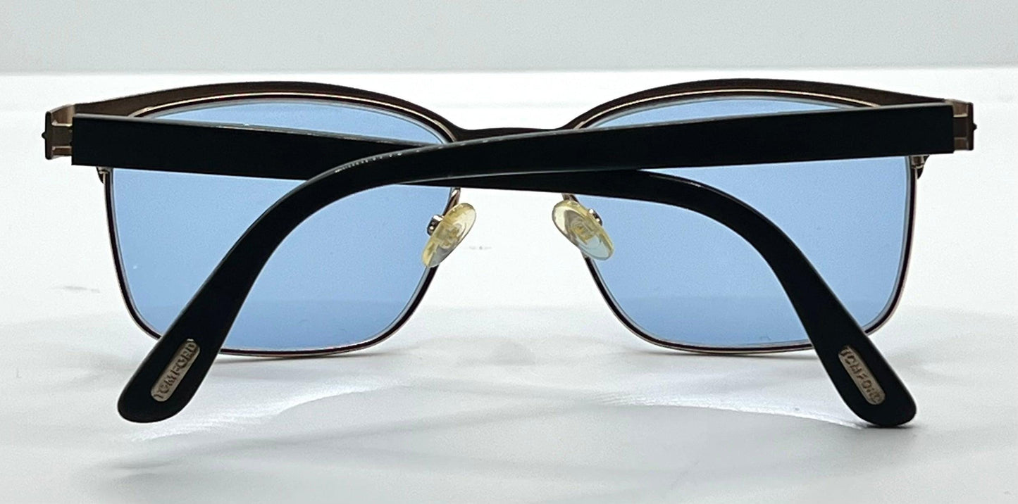 Tom Ford Tf5323 002 Black|Gold Sunglasses W|New Blue Custom Lenses-New|Unworn-Full Kit
