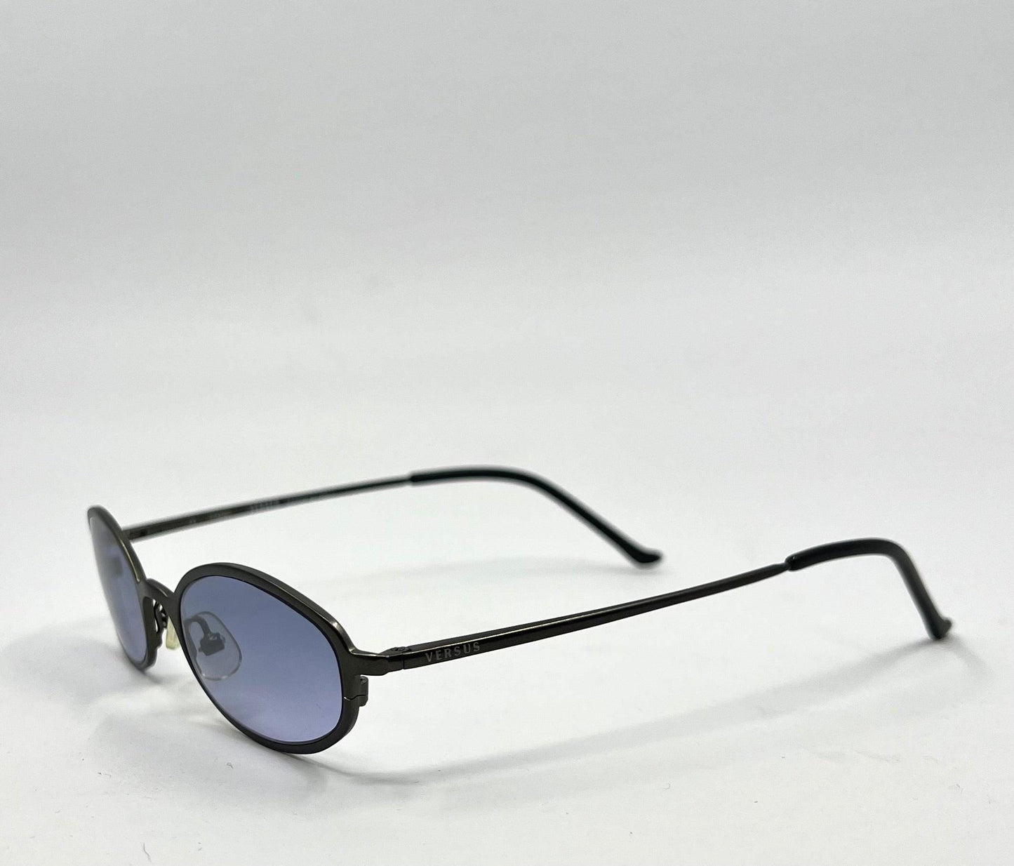 Versus by Versace Titanium Oval Sunglasses w|New Blue Tinted Custom Lenses|47-18mm