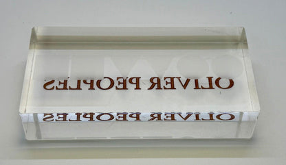 Preowned Vintage Oliver Peoples Acrylic Display Block – 5” x 2.75”