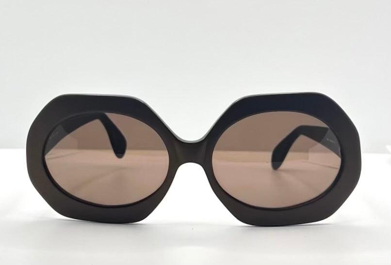 Hoseki Hk 231-Bold Geometric Oval Sunglasses-Kmn Finish-Vintage Deadstock-Italy