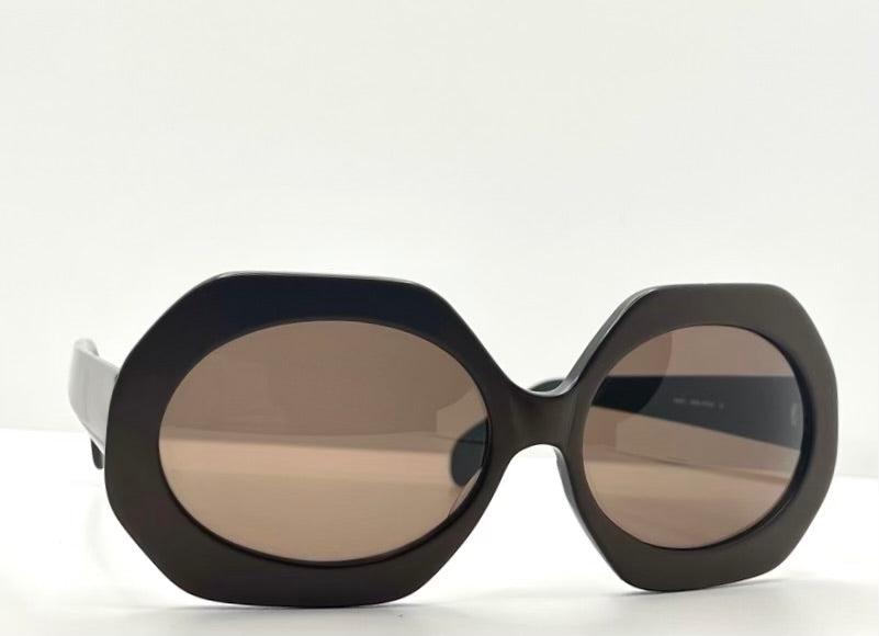 Hoseki Hk 231-Bold Geometric Oval Sunglasses-Kmn Finish-Vintage Deadstock-Italy